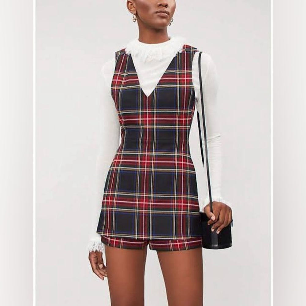 Maje Iris Tartan Plaid Sleeveless Romper/Playsuit size EU 40 NWT